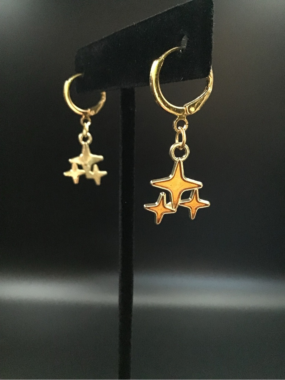 18k Gold Plated Gold Retro Stars Earrings